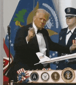 Trump dancing with a sword