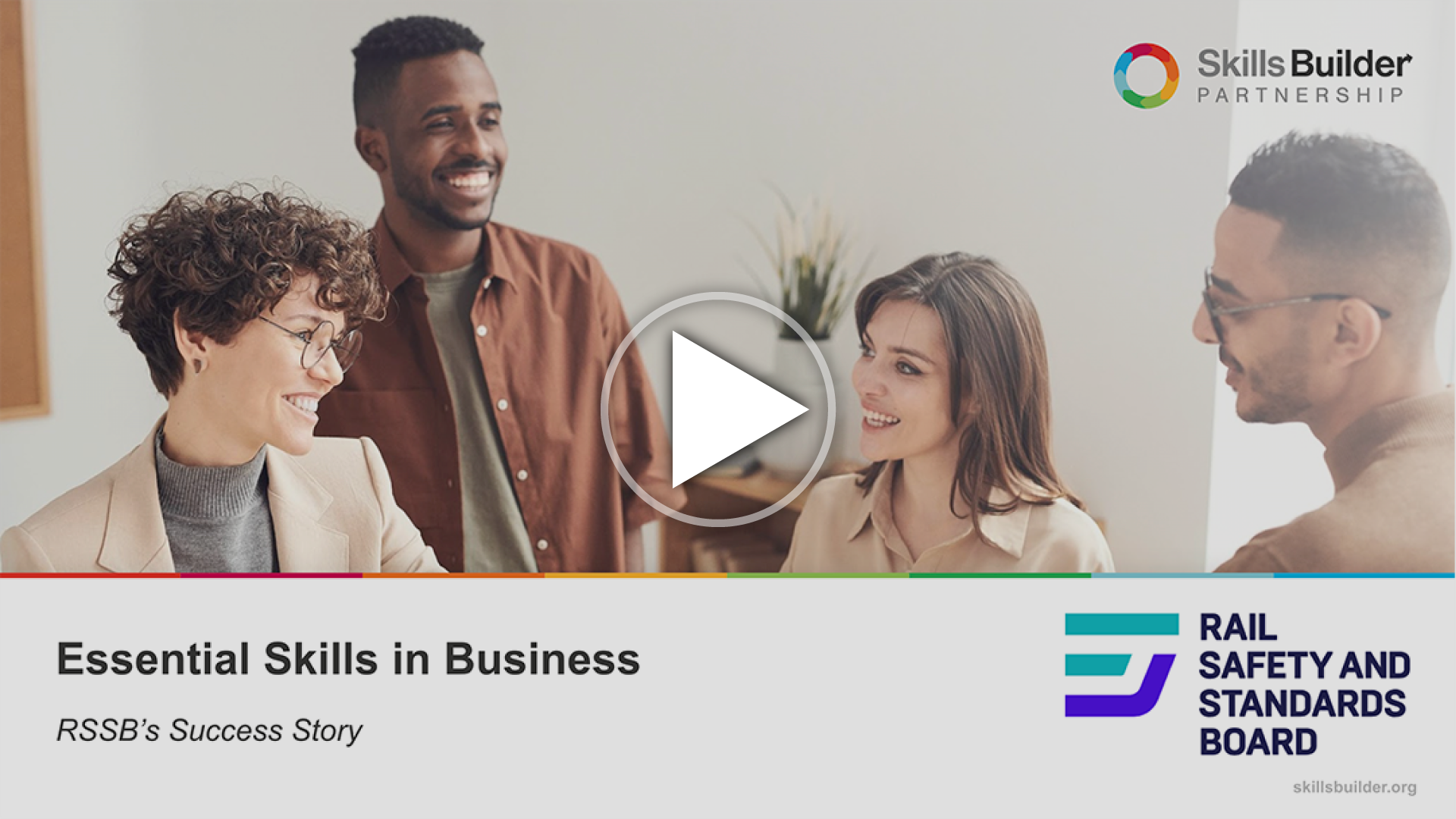 A screenshot of the first slide of the presentation, Essential Skills in Business: RSSB's Success Story
