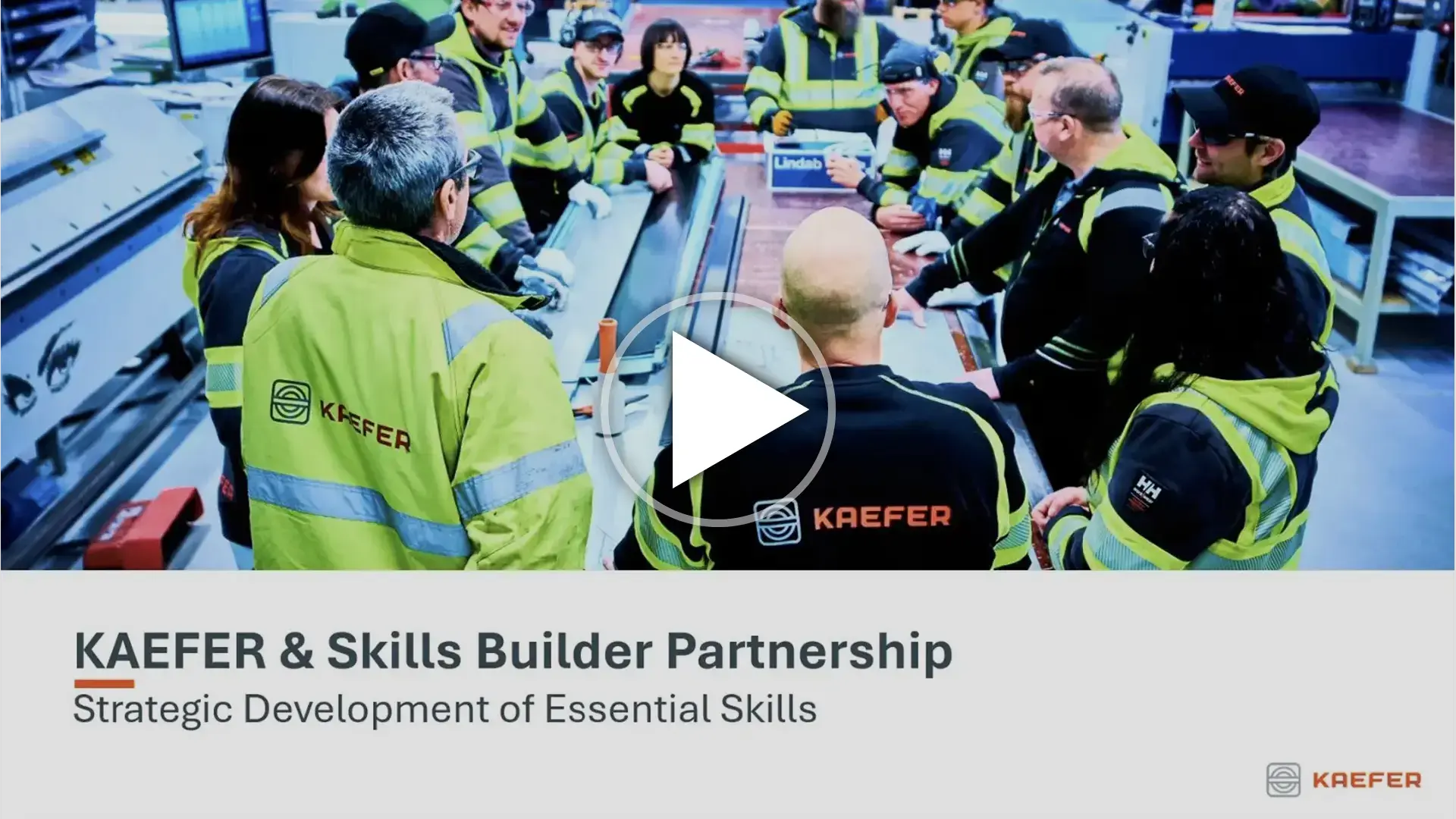 A screenshot of the 1st slide of Kaefer's presentation: Kaefer & Skills Builder Partnership – Strategic Development of Essential Skills