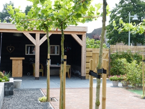 Een unieke combinatie van schuur met overkapping.