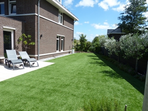 Een enorm kunstgrasveld voor de jongens om op te ballen.