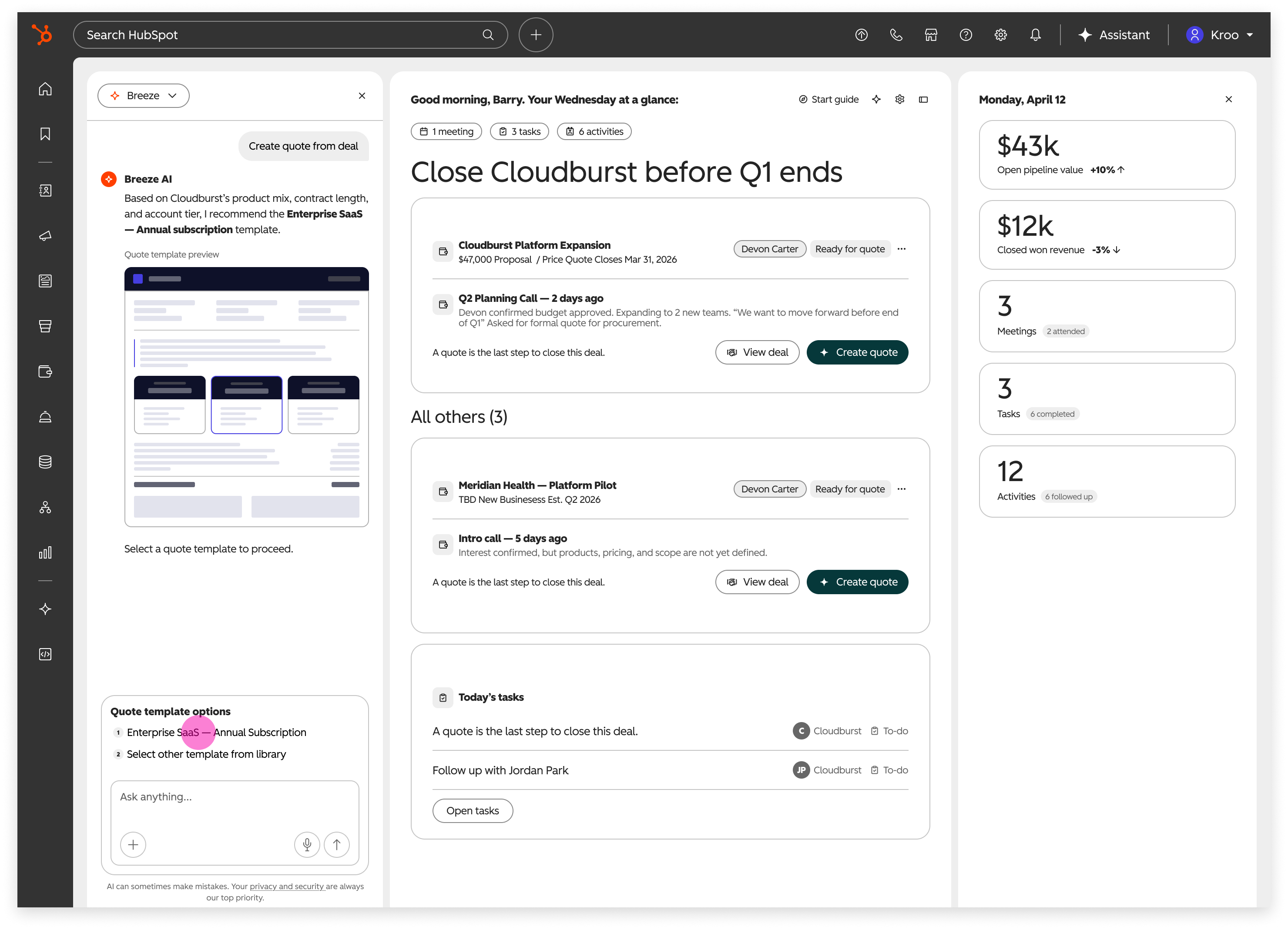 Breeze AI provides the best path for users with recommended options
