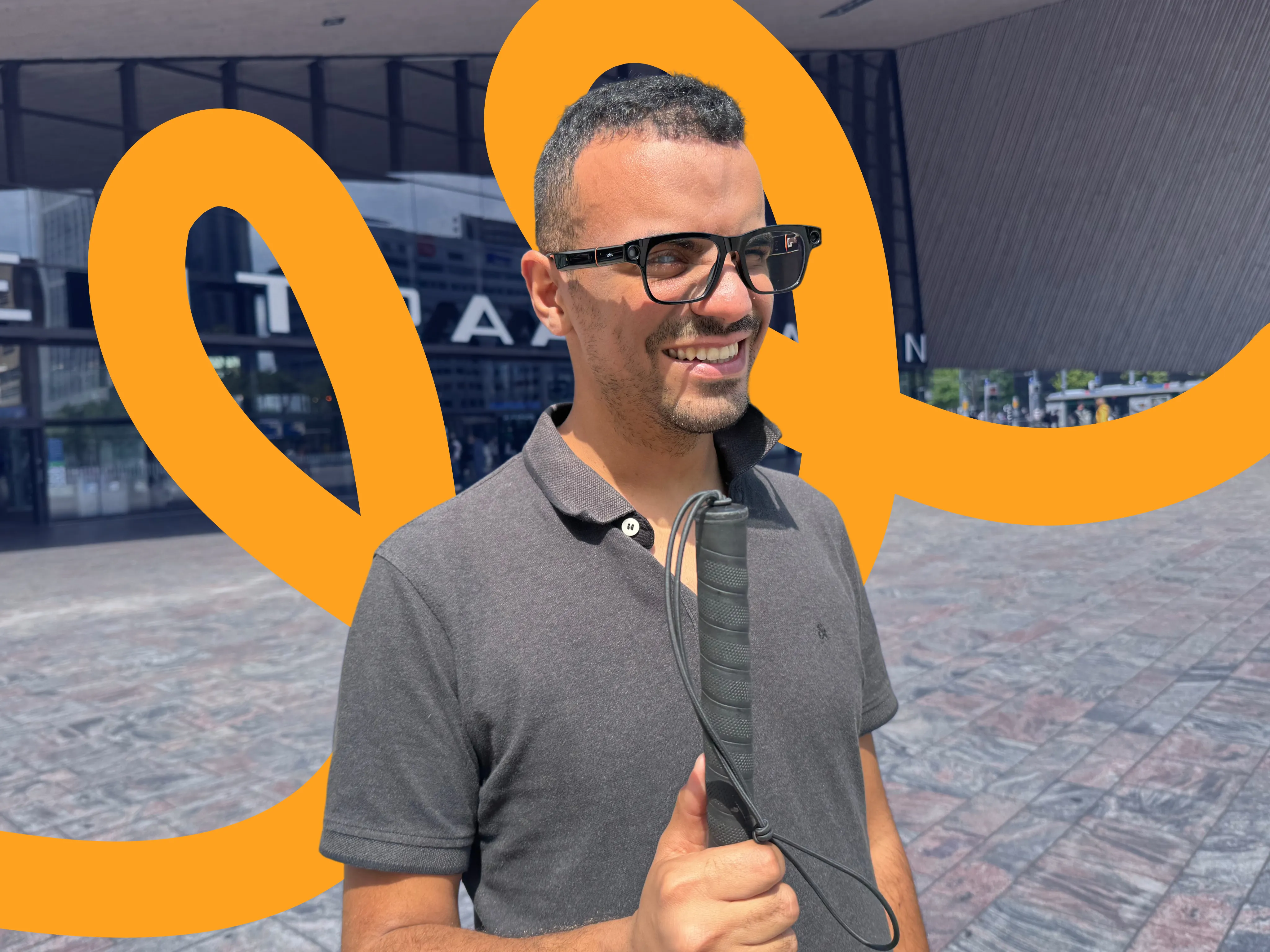 A person scanning a document with the Envision App on their phone