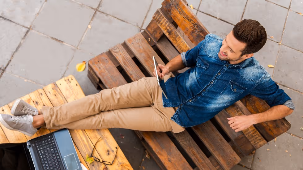 man relaxing in office