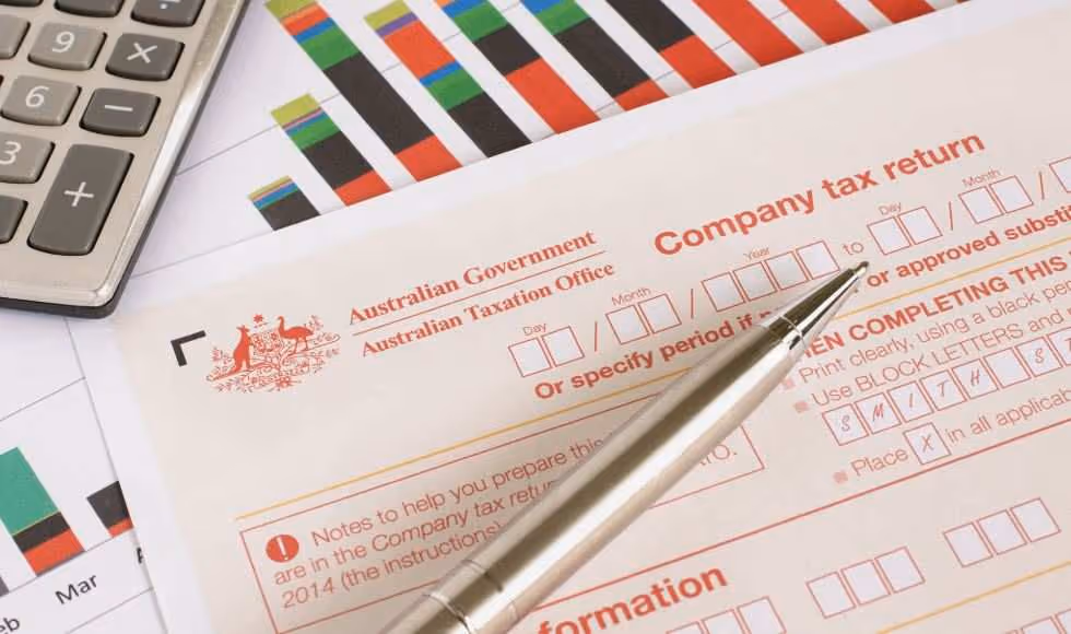 View of the top of an Australian annual company tax return form 