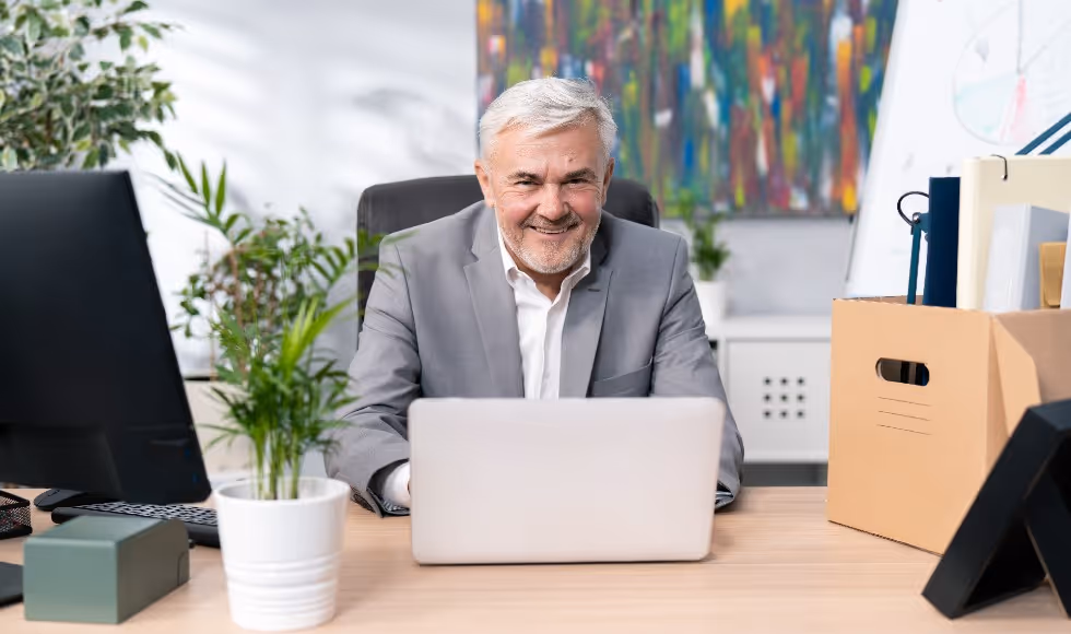elderly man preparing for retirement