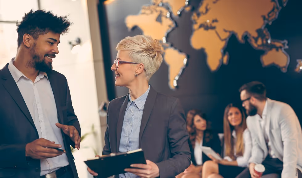 people discussing international investment