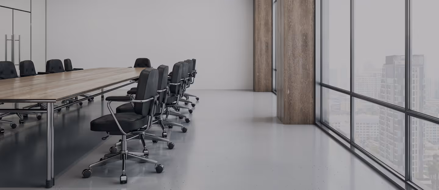 Light spacious boardroom overlooking the city