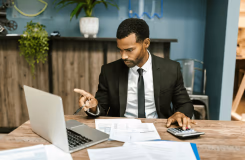 Accountant working at desk
