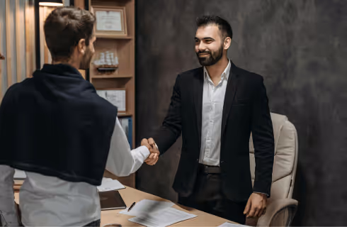 Accountant greeting a client