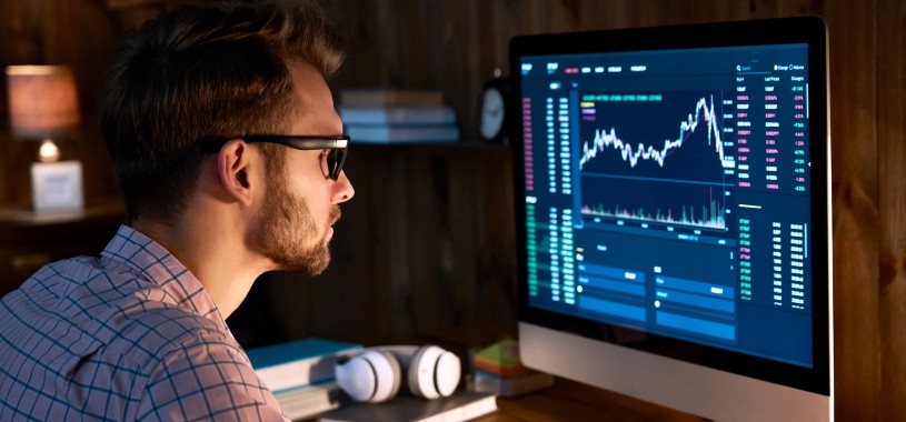 serious man buying international shares