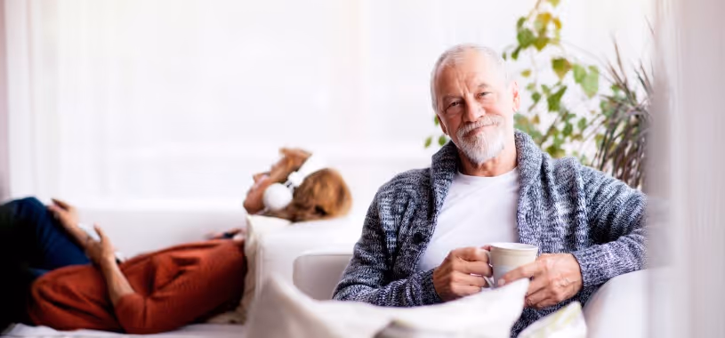 elderly man retired and relaxed