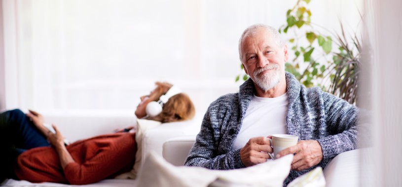 elderly man retired and relaxed