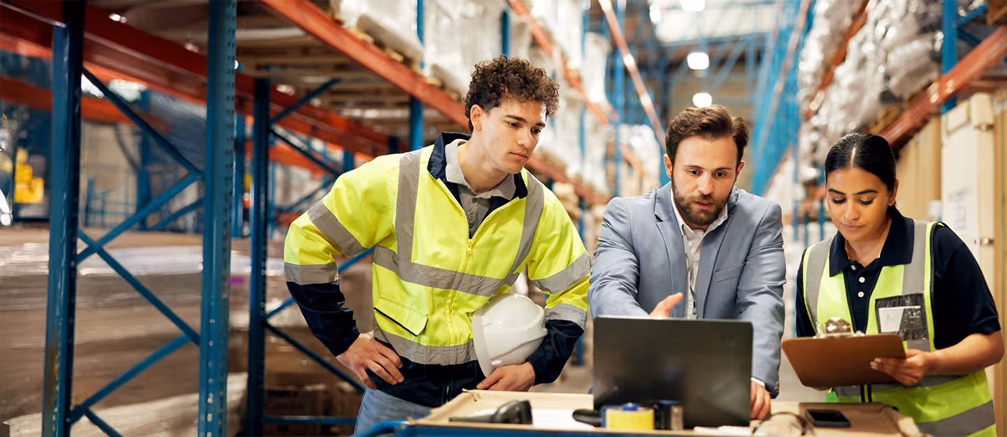 Transport and logistics team using digital systems to manage supply chain operations, compliance, and business accounts.