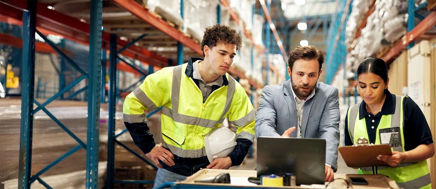 Transport and logistics team using digital systems to manage supply chain operations, compliance, and business accounts.