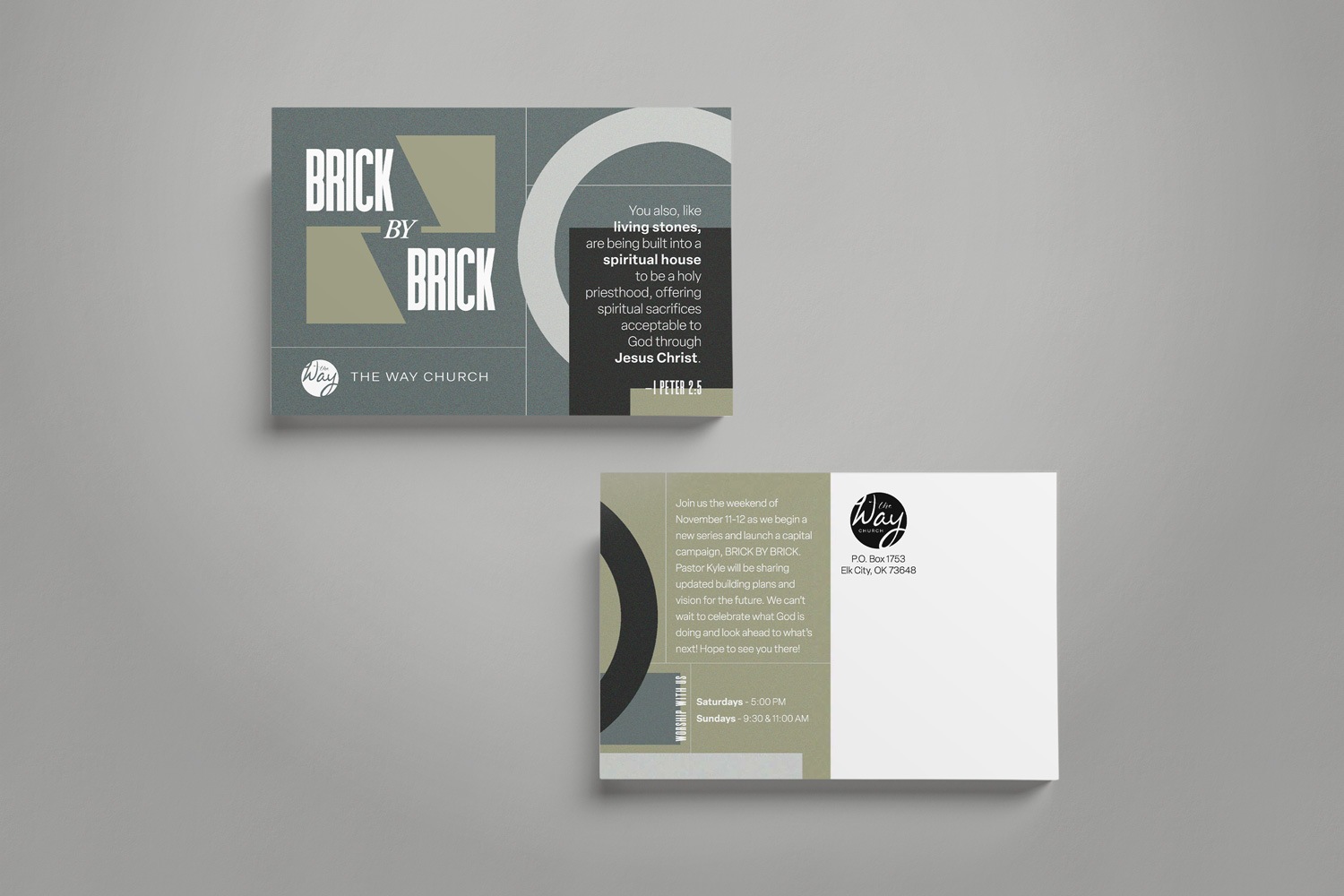 bold high-contrast church capital campaign mail-in postcard design by Abstract Union