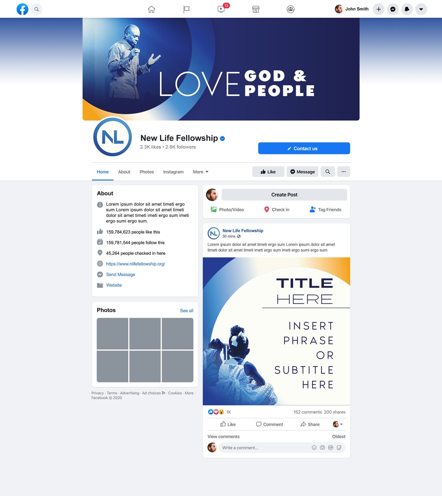 bold modern contemporary blue yellow gradient church brand social media digital assets facebook cover photo post design by Abstract Union
