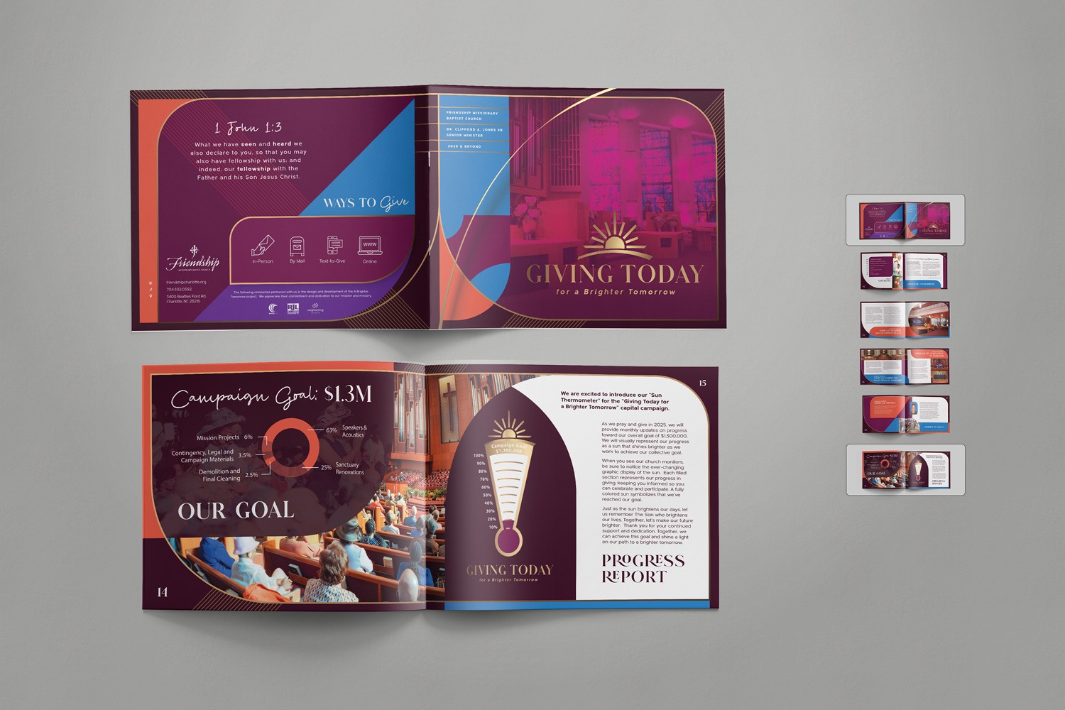 classic traditional modern design inspiration blend jewel tone church capital campaign case statement booklet design by Abstract Union