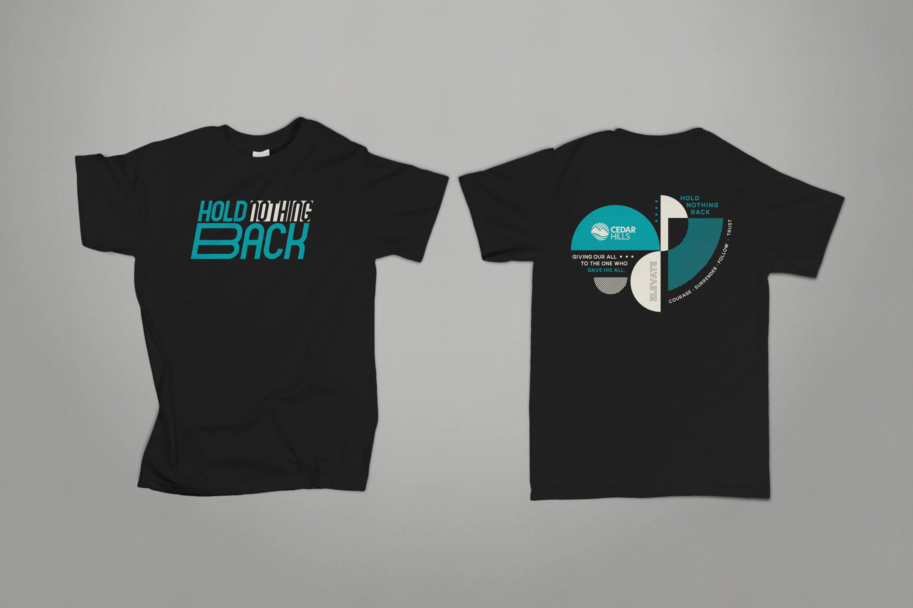 modern bold church capital campaign t-shirt design on black shirt by Abstract Union
