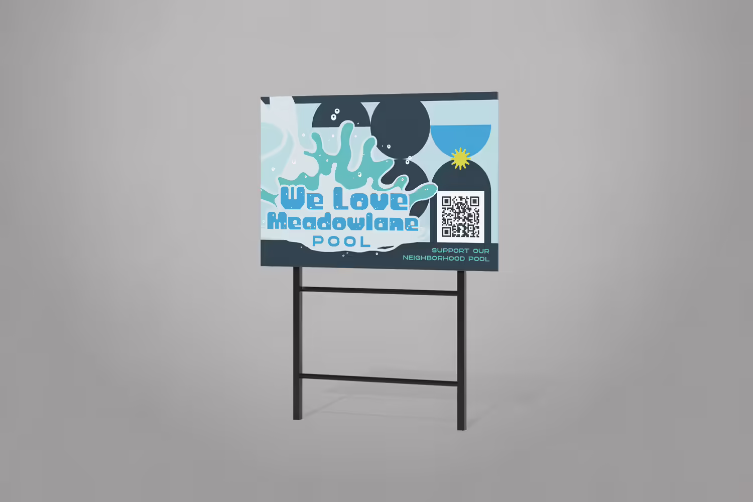 blue water-inspired summertime non-profit non profit nonprofit capital campaign yard sign design by Abstract Union