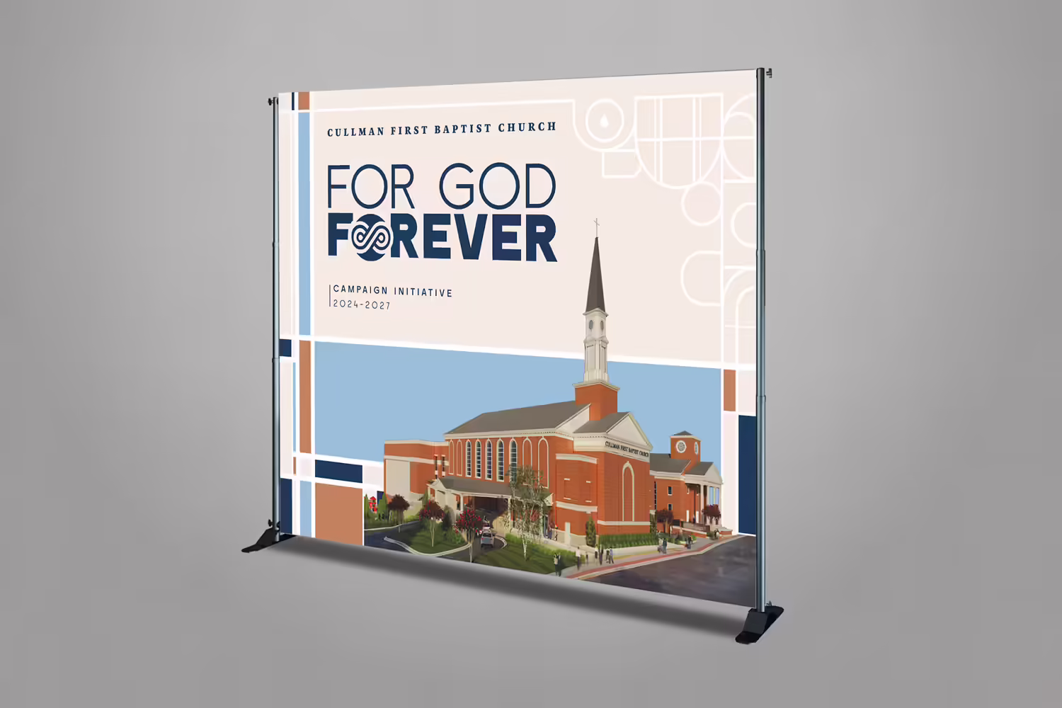 oyal blue classic blended modern contemporary building inspired church capital campaign background banner design by Abstract Union