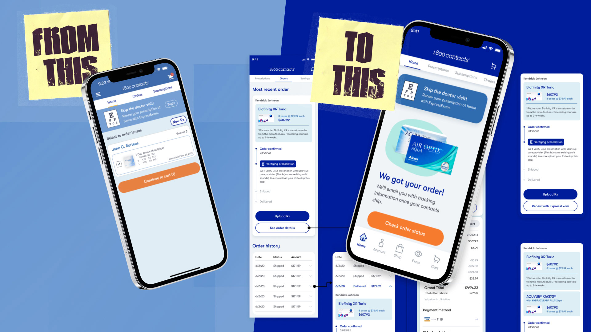 Left side, old app, ew, gross! Right side, new designs, much wow, so sleek.