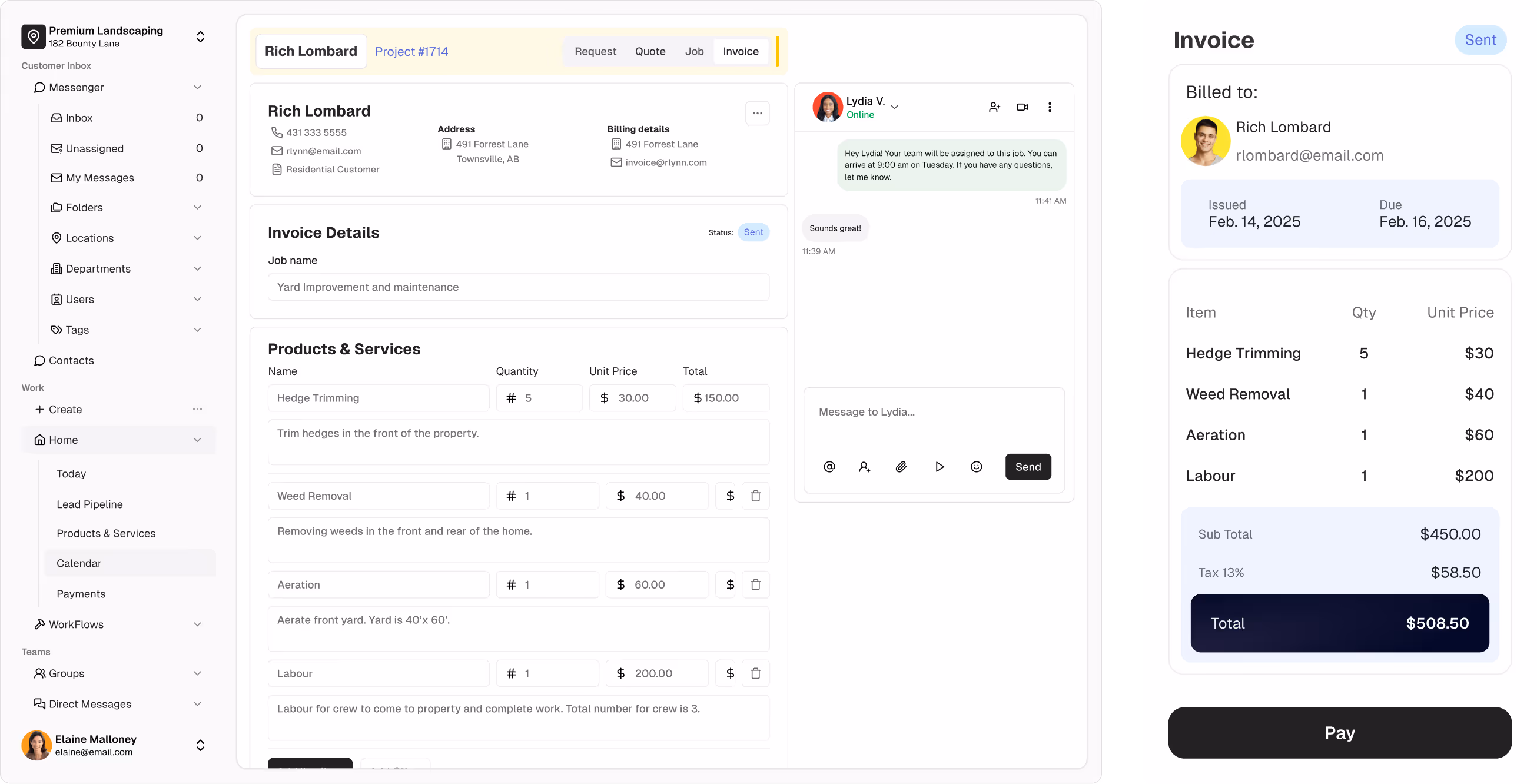 Mobile and Dashboard Invoice