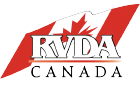 Logo of RVDA Canada with a red maple leaf and red diagonal stripes.