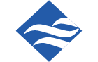 Blue diamond-shaped logo with three stylized white wavy lines inside.