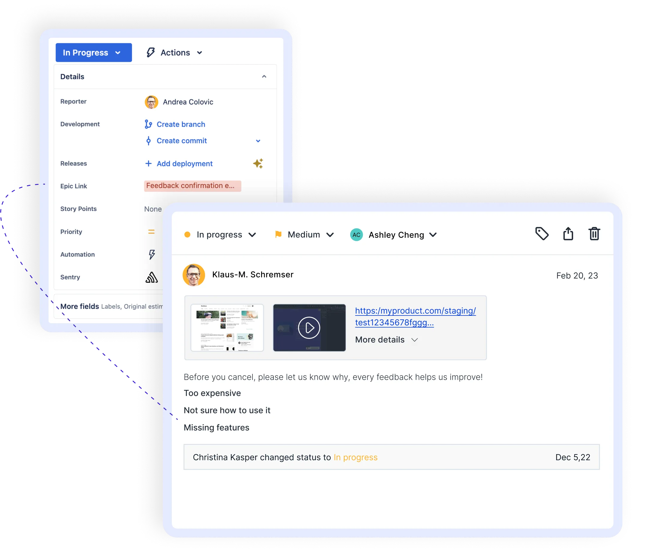 Sync status and Jira component fields directly from Usersnap