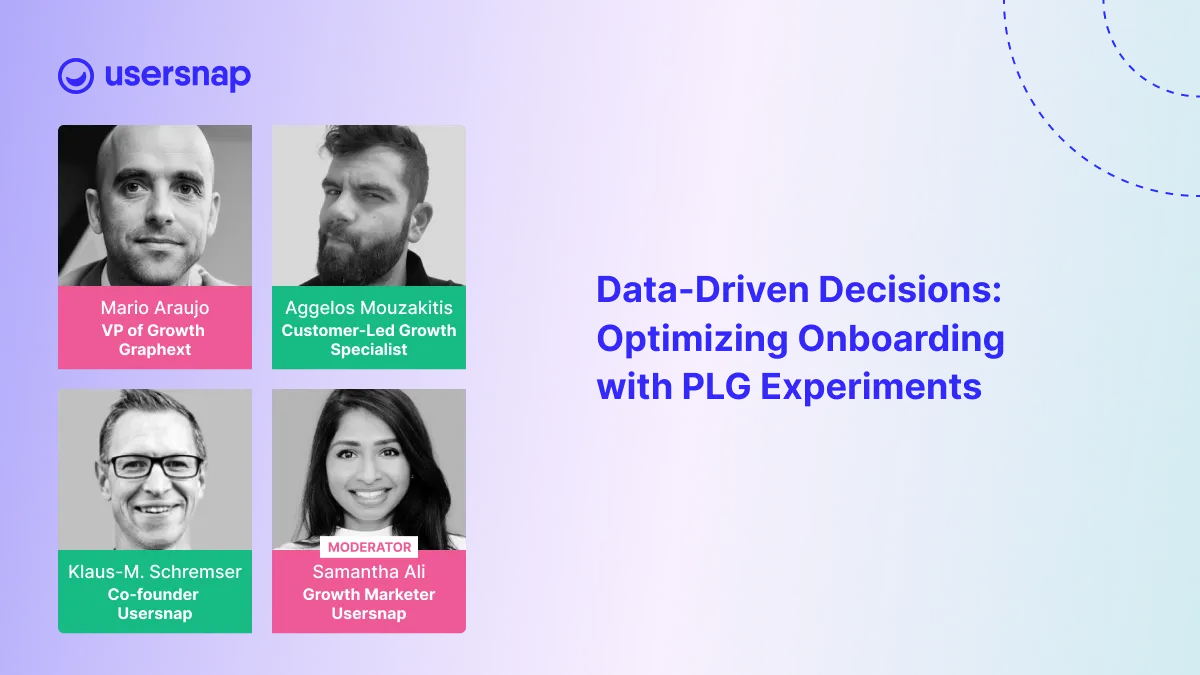Webinar on PLG experiments to optimize onboarding