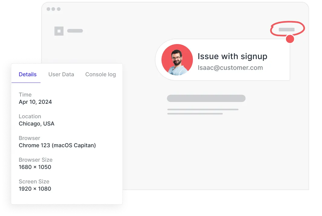 Free product survey and bug reporting tool