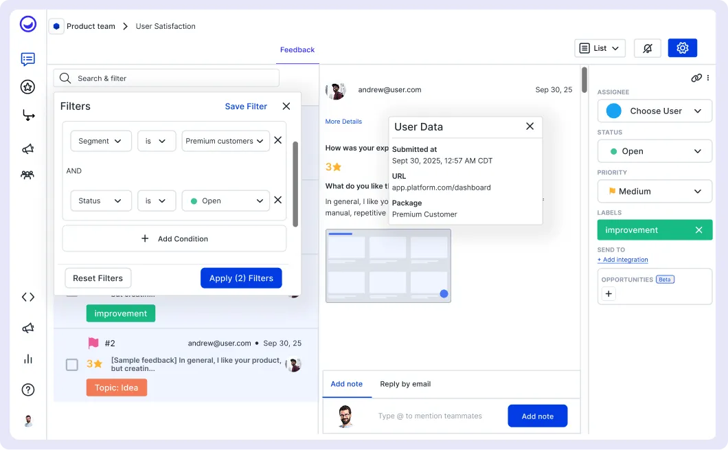 Usersnap in-product surveys