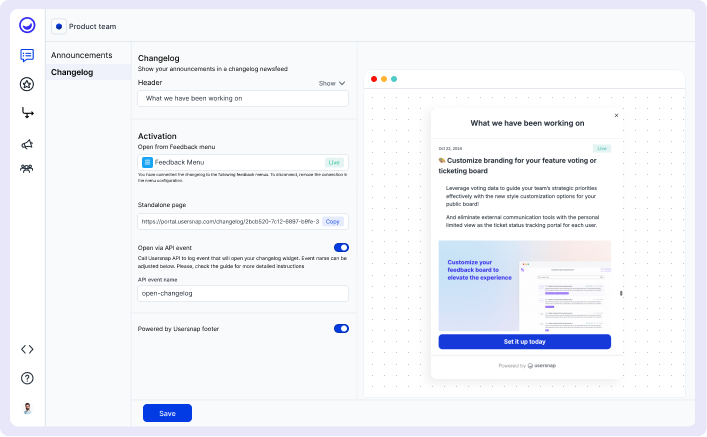 Usersnap in-product surveys