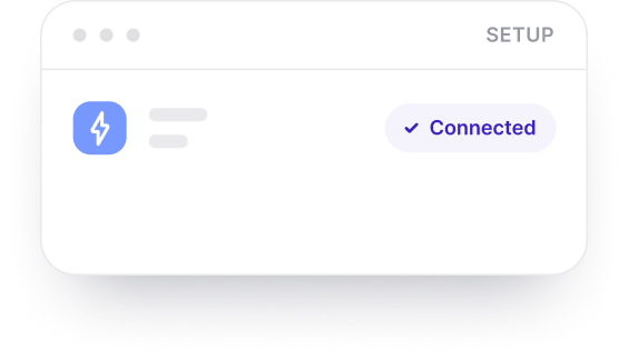 Setup panel showing a connected integration