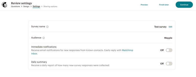 reviewing-mailchimp-survey-settings