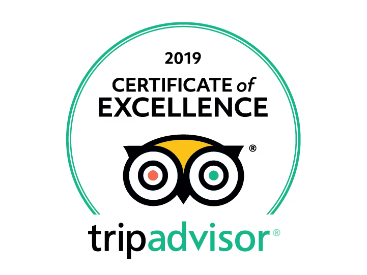 2019 certificate of excellence from Trip Advisor