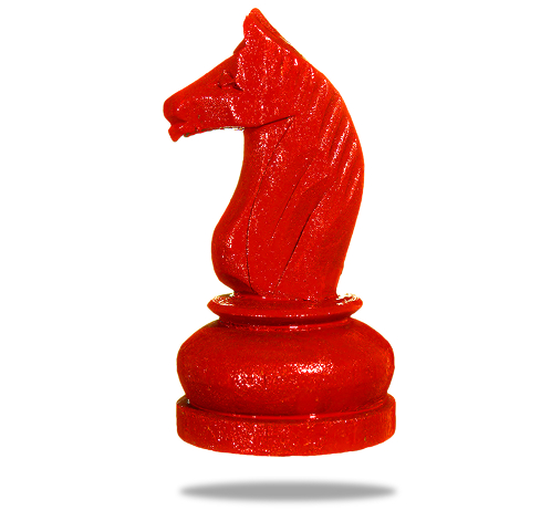 Floating bright read knight chess piece