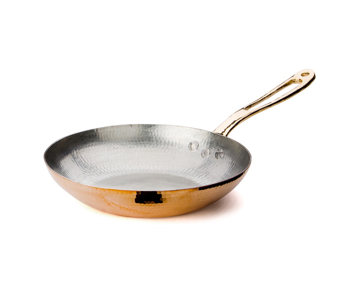 Hammered Copper Fry Pan 11 inch – Tin Lined with Bronze Handle
