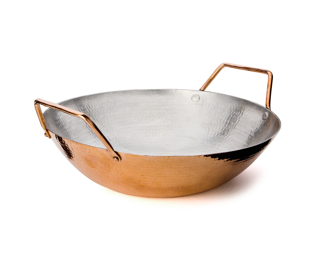 Hammered Copper Wok 14.5 inch – Tin Lined with Copper Handle