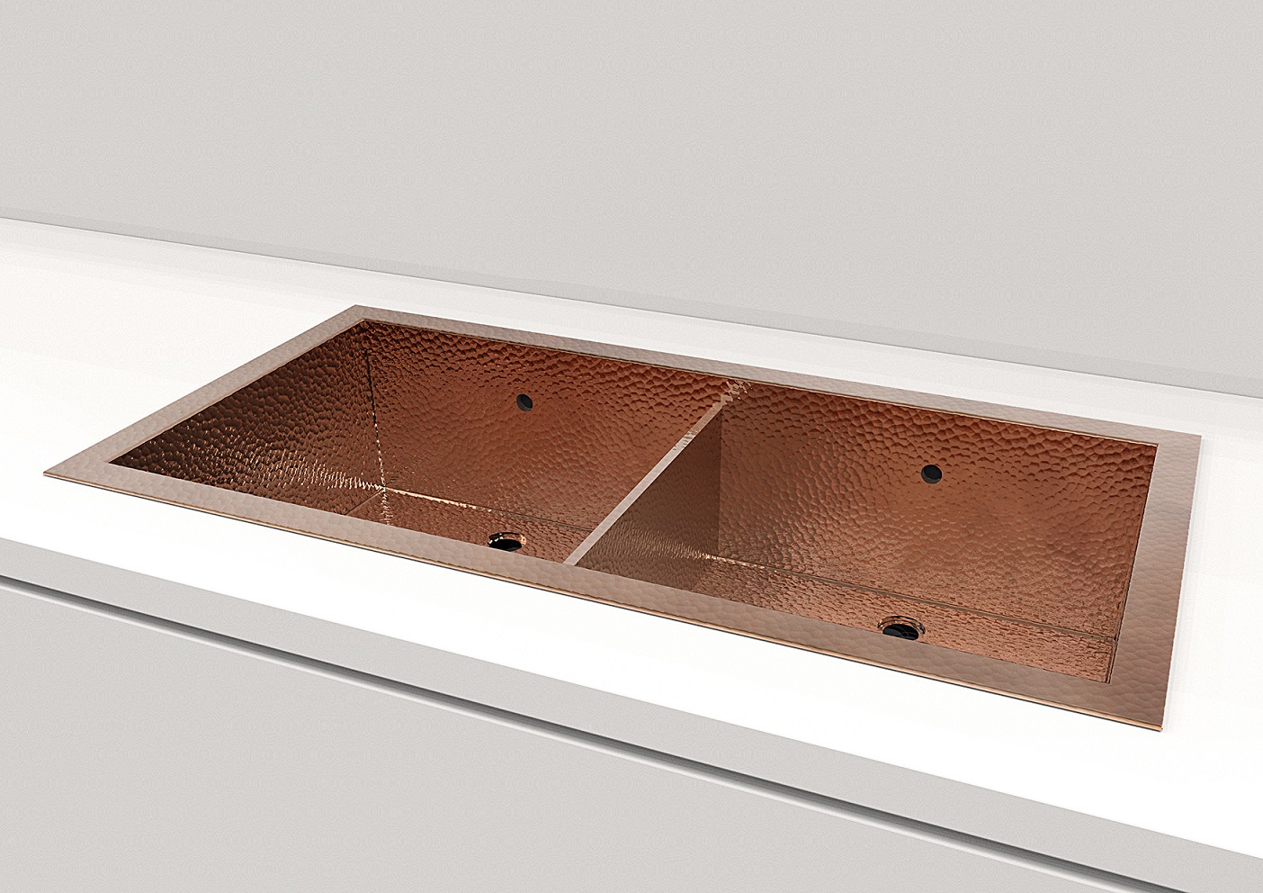 Gemini Double Bowl Drop-in Copper Kitchen Sink – Handmade Hammered