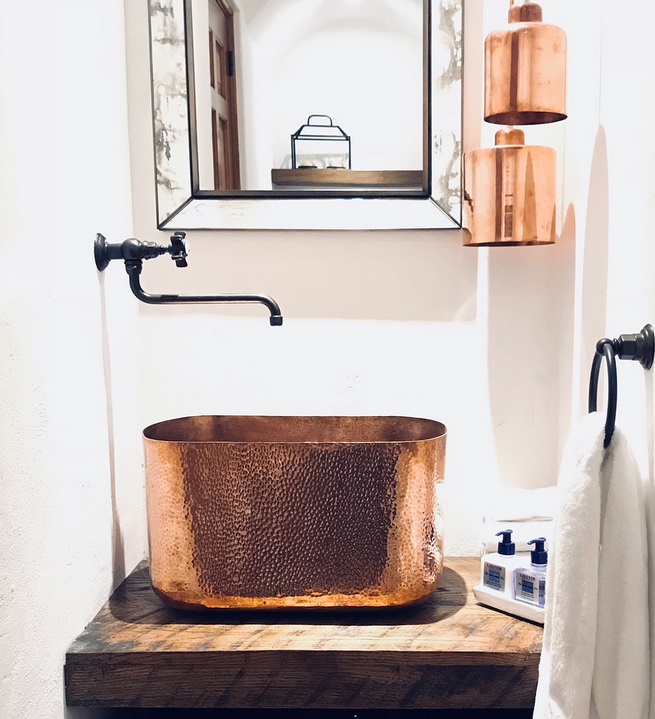 Lola Oval Hammered Copper Bathroom Sink – 17.8" Vessel Sink