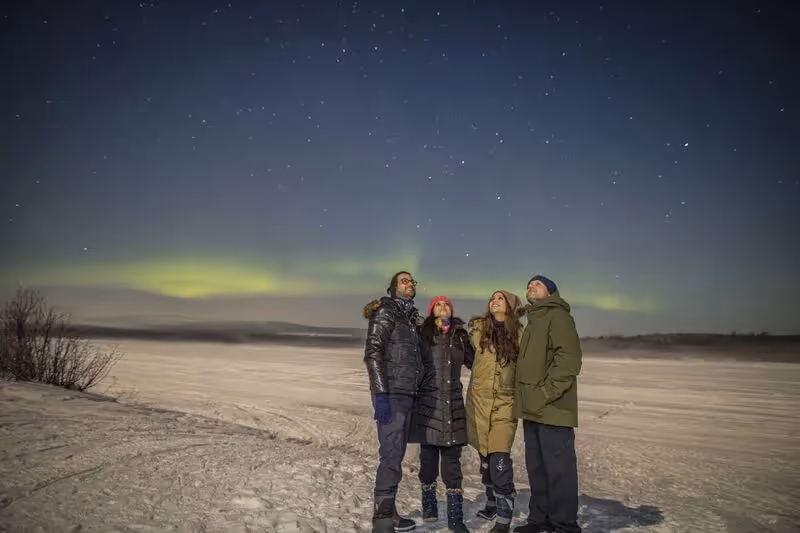 Explore Arctic wonders: Expert local guides lead our small group through Rovaniemi's enchanting wilderness.