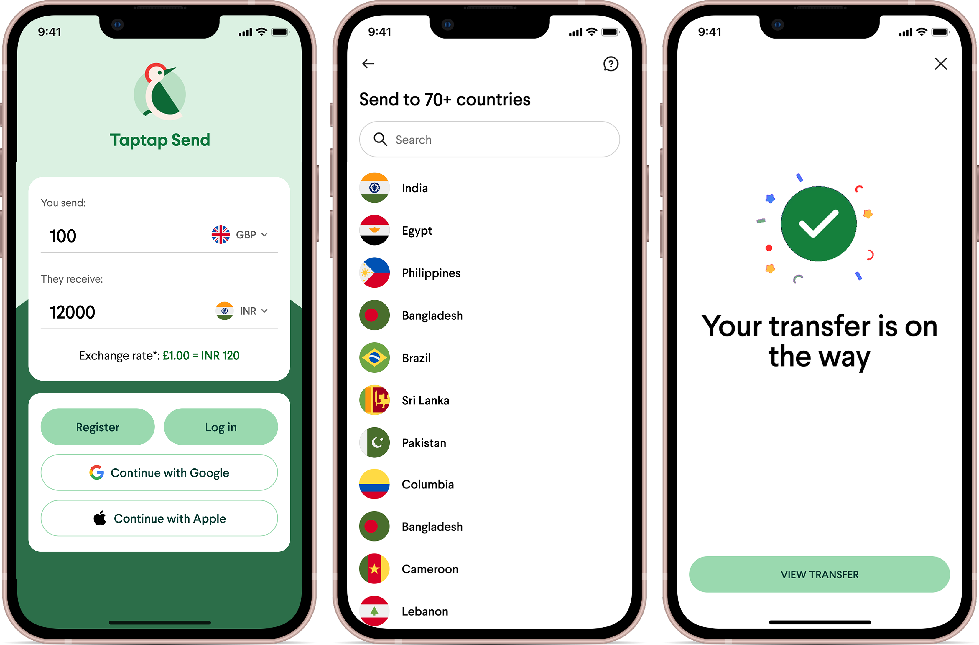 TapTap Send user interface for Nigeria