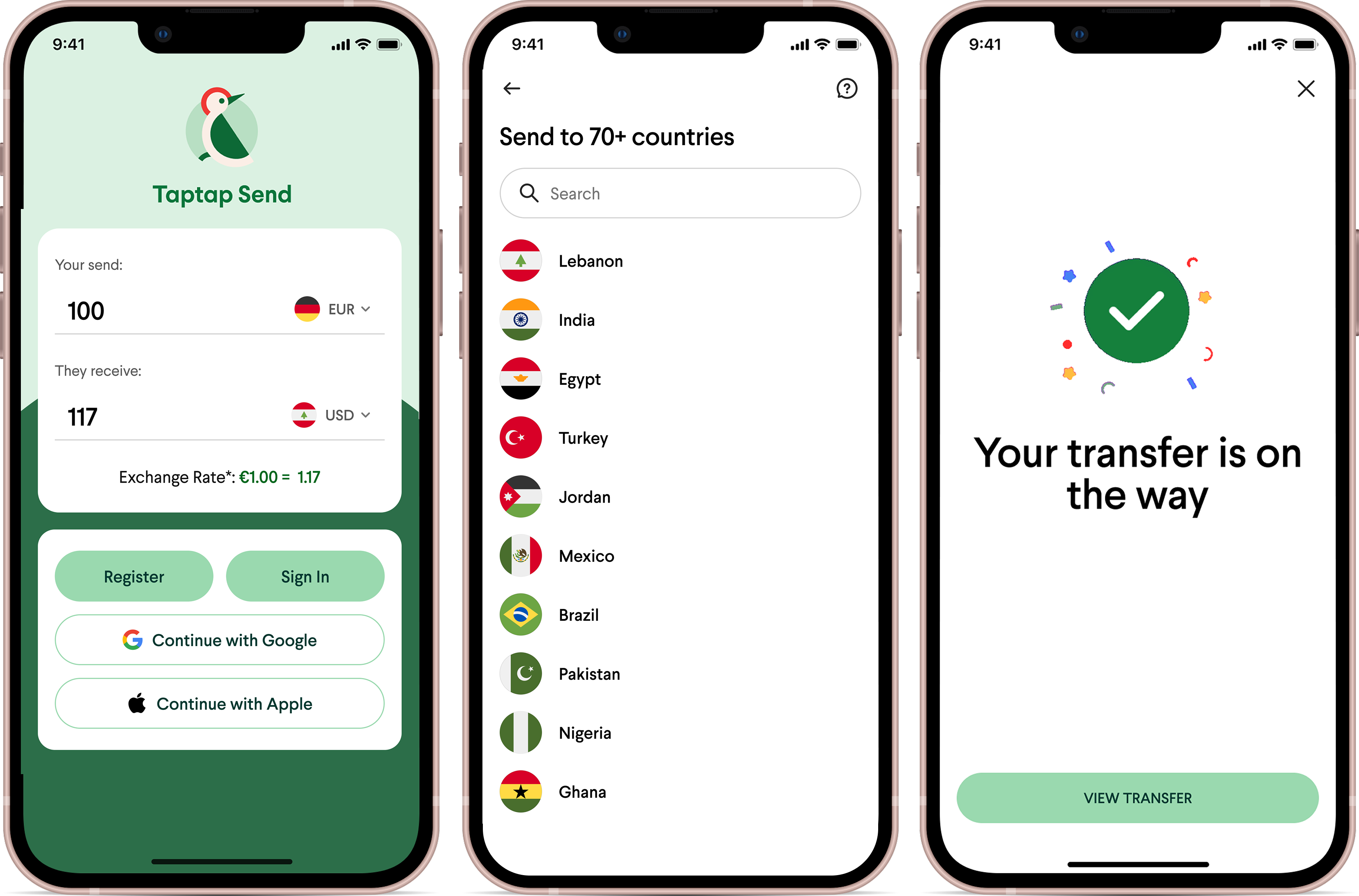 TapTap Send user interface for Nigeria