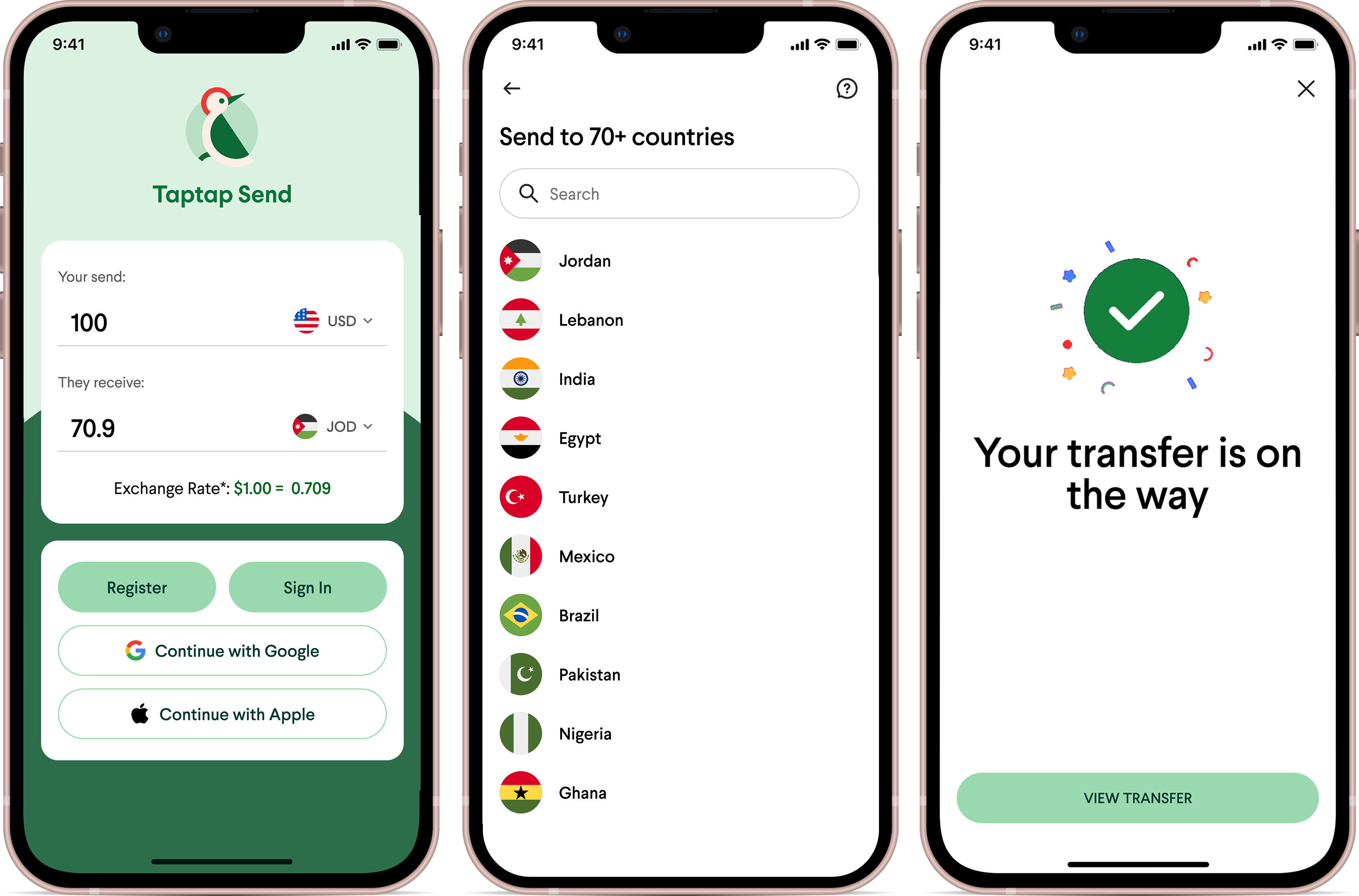 TapTap Send user interface for Nigeria