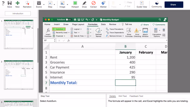 software simulation of excel course