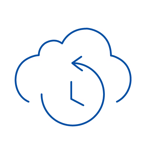 clock in the cloud representing Daily encrypted backups