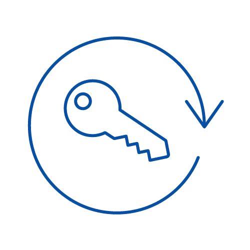 Key with circle around it that represents provider managed KMS