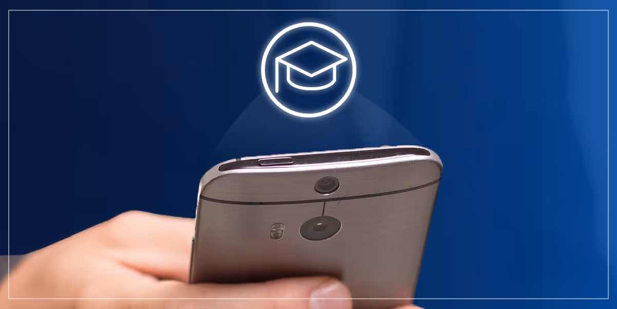 Smart phone in a person's hand.